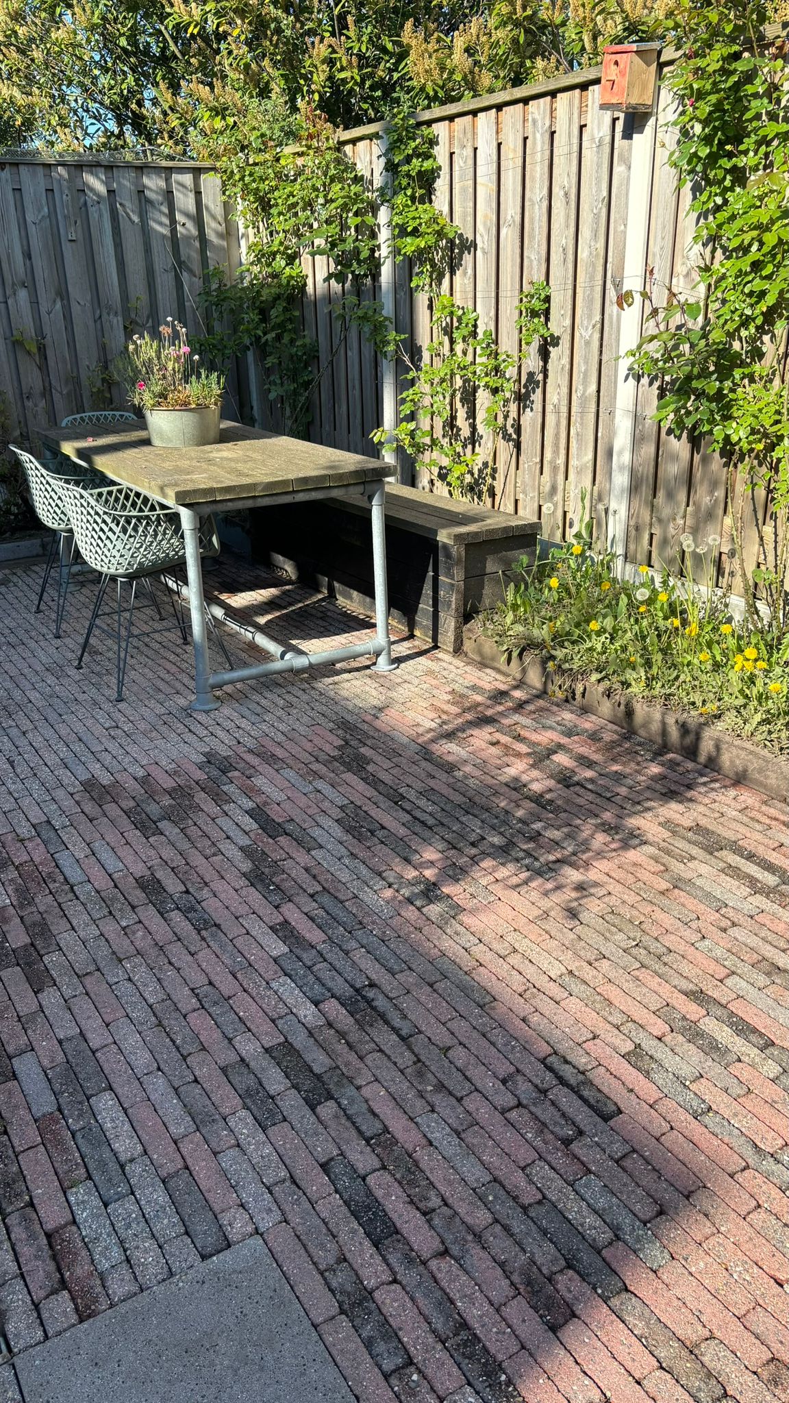 Na reiniging terras